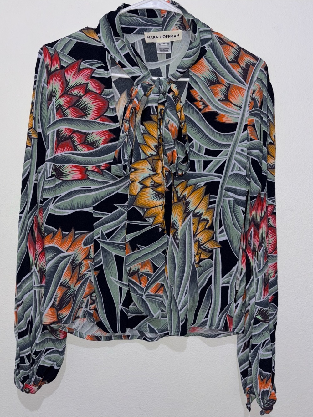 MARA HOFFMAN Size Small Herbarium Tie Neck Blouse